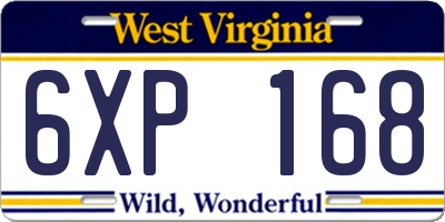 WV license plate 6XP168