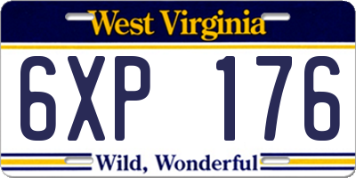 WV license plate 6XP176