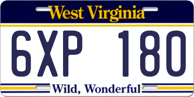 WV license plate 6XP180