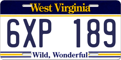 WV license plate 6XP189