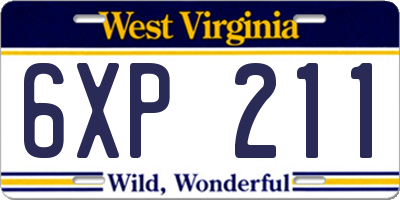 WV license plate 6XP211