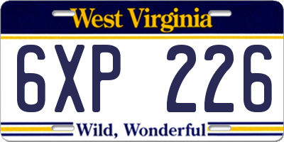 WV license plate 6XP226