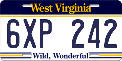 WV license plate 6XP242