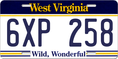 WV license plate 6XP258