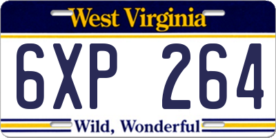 WV license plate 6XP264