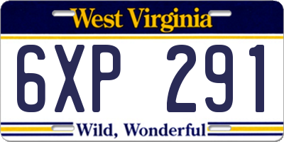 WV license plate 6XP291