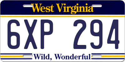 WV license plate 6XP294