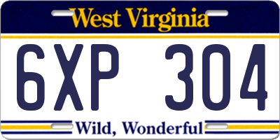 WV license plate 6XP304