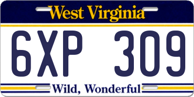 WV license plate 6XP309