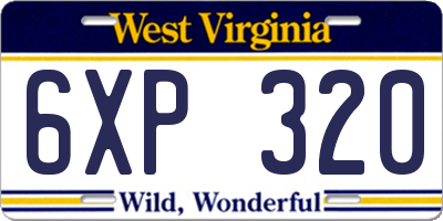 WV license plate 6XP320