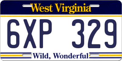 WV license plate 6XP329