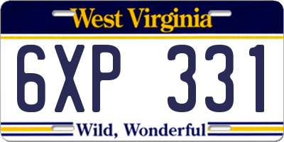 WV license plate 6XP331