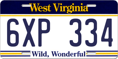 WV license plate 6XP334
