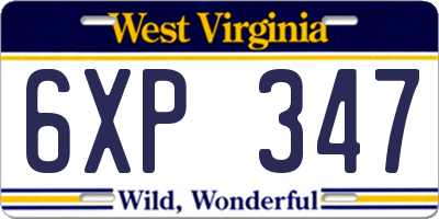 WV license plate 6XP347