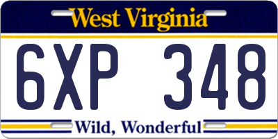 WV license plate 6XP348