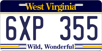 WV license plate 6XP355