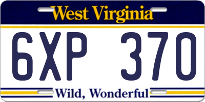 WV license plate 6XP370