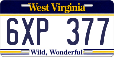 WV license plate 6XP377