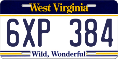 WV license plate 6XP384