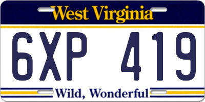 WV license plate 6XP419