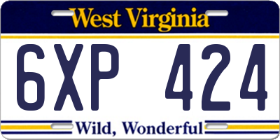 WV license plate 6XP424