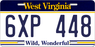 WV license plate 6XP448