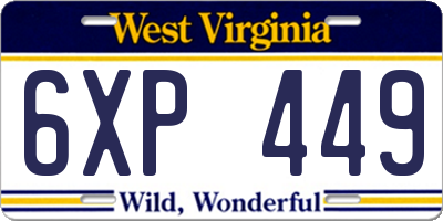 WV license plate 6XP449