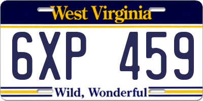 WV license plate 6XP459