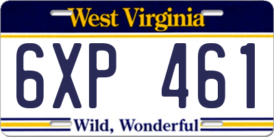WV license plate 6XP461