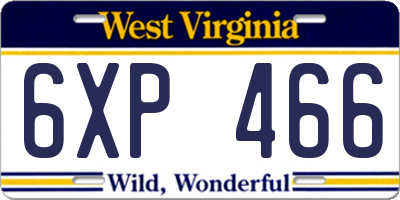 WV license plate 6XP466