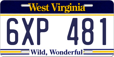 WV license plate 6XP481