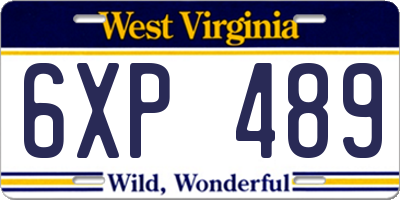 WV license plate 6XP489