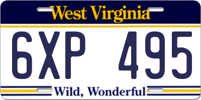 WV license plate 6XP495