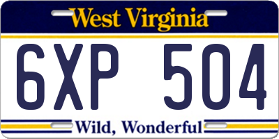 WV license plate 6XP504