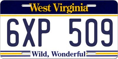 WV license plate 6XP509