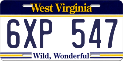 WV license plate 6XP547