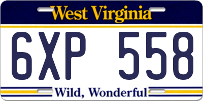 WV license plate 6XP558