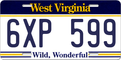 WV license plate 6XP599