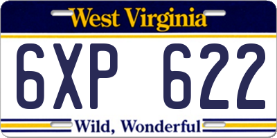 WV license plate 6XP622