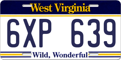 WV license plate 6XP639