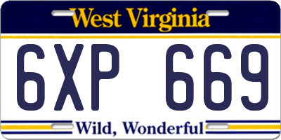 WV license plate 6XP669