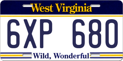 WV license plate 6XP680