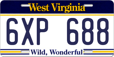 WV license plate 6XP688