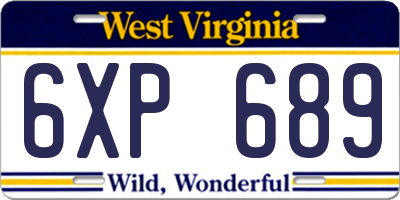 WV license plate 6XP689