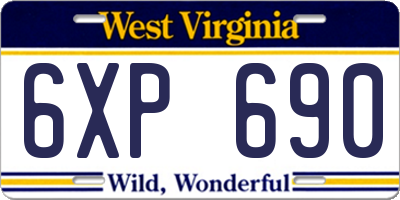WV license plate 6XP690