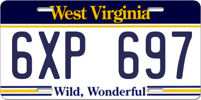 WV license plate 6XP697