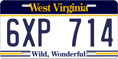 WV license plate 6XP714