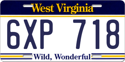 WV license plate 6XP718