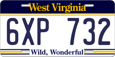 WV license plate 6XP732