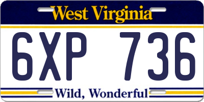 WV license plate 6XP736